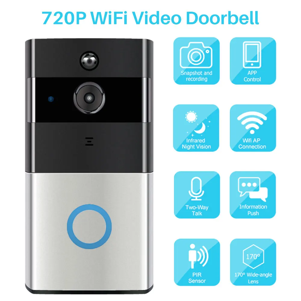 Smart Video Doorbell Camera IP Ring Door bell Two-Way Video Intercom PIR Monitor Alarm Remote Home Monitoring Via Smartphone APP
Smart Video Doorbell Camera IP Ring Door bell Two-Way Video Intercom PIR Monitor Alarm Remote Home Monitoring Via Smartphone APP