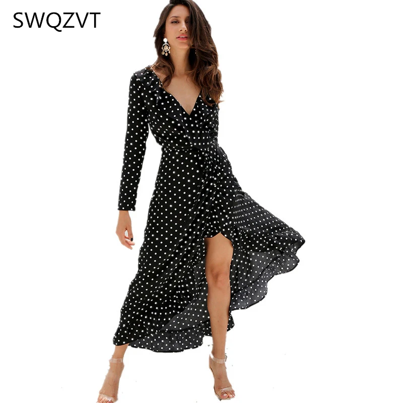 Fashion Autumn print dot long dress women ruffle vintage Wave point maxi women dress 2019 V-neck long sleeve sexy party dress
Fashion Autumn print dot long dress women ruffle vintage Wave point maxi women dress 2019 V-neck long sleeve sexy party dress