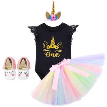4pcs Set Cute Baby Girls Clothes for 1st First Birthday Party Rainbow Skirt Baby Shoes Romper Unicorn Baby Cake Smash Outfit
4pcs Set Cute Baby Girls Clothes for 1st First Birthday Party Rainbow Skirt Baby Shoes Romper Unicorn Baby Cake Smash Outfit
