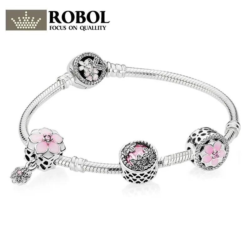 ROBOL Genuine 100% 925 Sterling Silver Bracelet For Set Europe Women Spring flowers Star Original birthday Gift charm Jewelry
ROBOL Genuine 100% 925 Sterling Silver Bracelet For Set Europe Women Spring flowers Star Original birthday Gift charm Jewelry