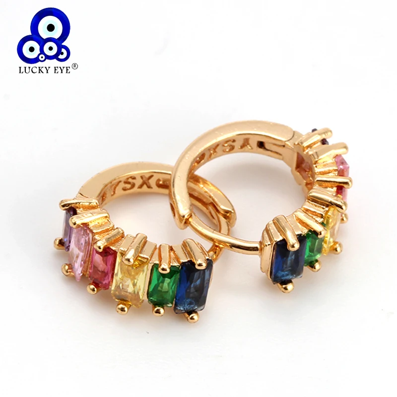 Lucky Eye Cubic Zirconia Hoop Earrings Gold Color Statement Small Multicolored Earrings Fashion Jewelry for Women Girls EY6319
Lucky Eye Cubic Zirconia Hoop Earrings Gold Color Statement Small Multicolored Earrings Fashion Jewelry for Women Girls EY6319