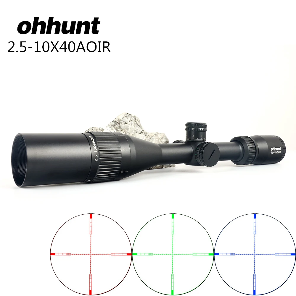

ohhunt 2.5-10X40 AOIR Full Size Riflescope RGB Mil Dot Illuminated Wire Reticle Shooting Tactical Optics Sight Rifle Scope