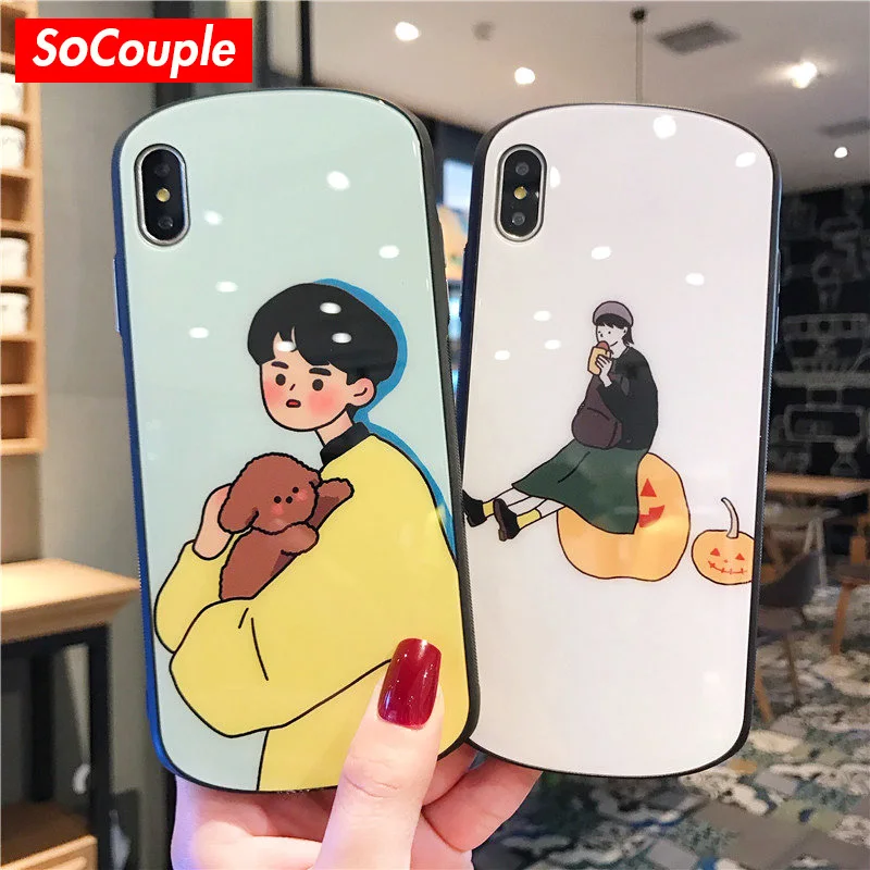 SoCouple Tempered Glass Phone Case For iphone XR Case For iphone X Xs max 7 8 plus Cute Couple Style Boy Girl Pattern Back Cover
SoCouple Tempered Glass Phone Case For iphone XR Case For iphone X Xs max 7 8 plus Cute Couple Style Boy Girl Pattern Back Cover