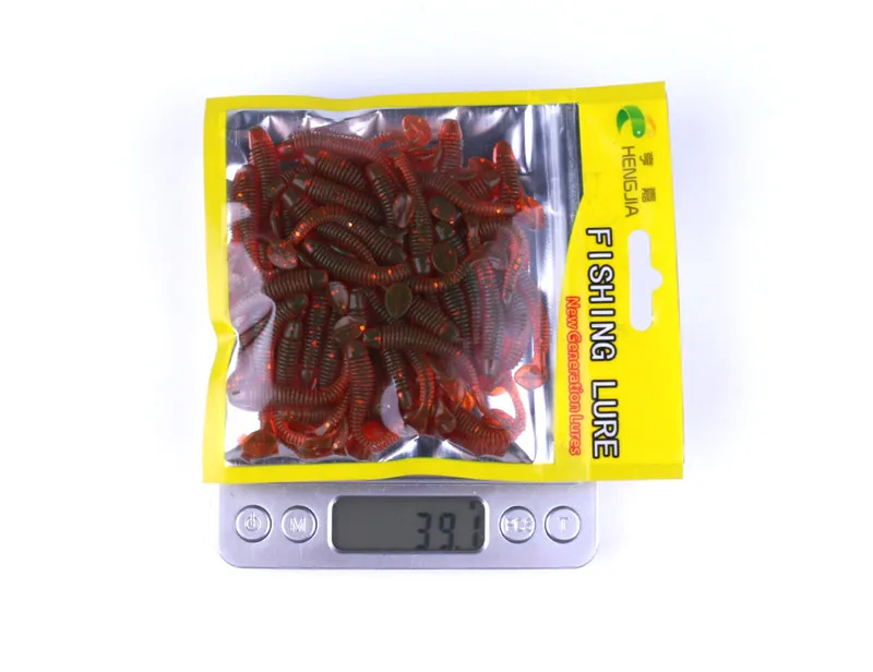 50 PcsBag T Tail Silicone Soft Bait Fishing Artificial Worms Soft Lures Carp Fishing Accessories 5.2cm 0.6g (12)