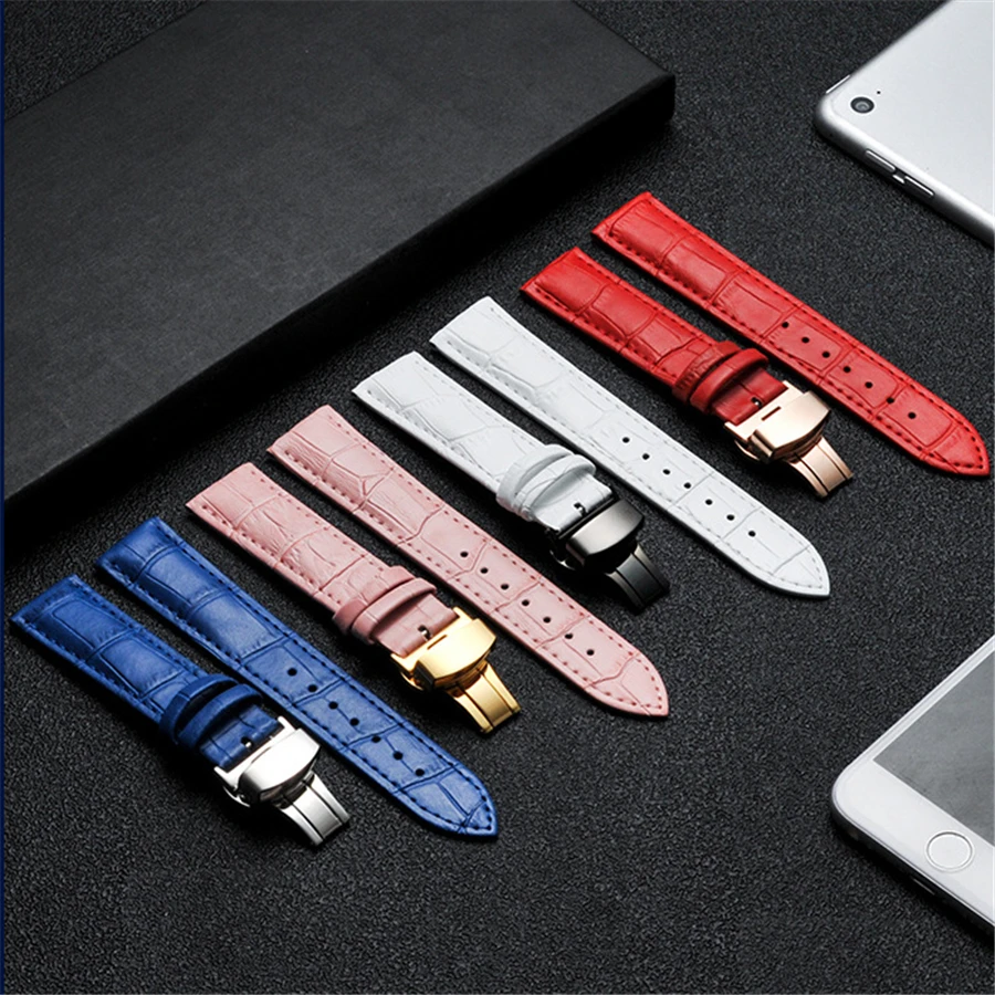 Genuine Leather Watch Band Strap Stainless Steel Butterfly Clasp 14mm 15mm 16mm 17mm 18mm 19mm 20m Watchband Gift
Genuine Leather Watch Band Strap Stainless Steel Butterfly Clasp 14mm 15mm 16mm 17mm 18mm 19mm 20m Watchband Gift