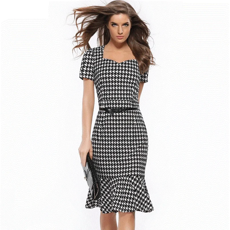 2019 Women Black hound'S tooth check Mermaid Dress plus size Summer Dresses Pencil with Sash Plaid Dot Blue Red
2019 Women Black hound'S tooth check Mermaid Dress plus size Summer Dresses Pencil with Sash Plaid Dot Blue Red