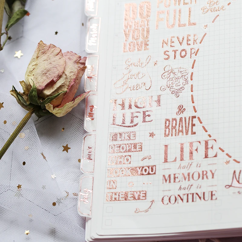 1 pcs Notebook Rose Gold Foil Sticker Scrapbook Stickers Various Patterns DIY Scrapbooking Photo Album Decoration
1 pcs Notebook Rose Gold Foil Sticker Scrapbook Stickers Various Patterns DIY Scrapbooking Photo Album Decoration