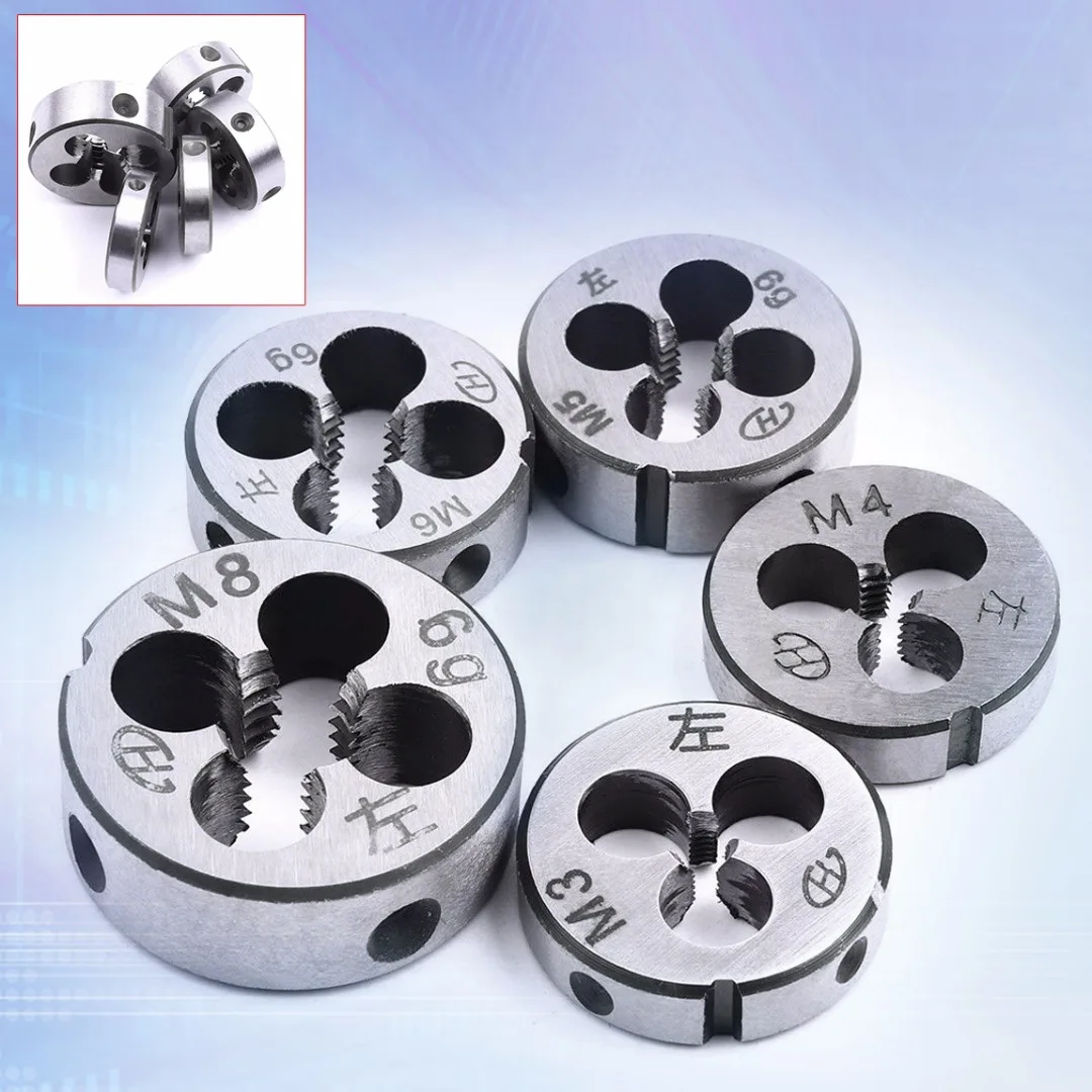 5pcs Metric Threading Die High Strength Left-hand Thread Cutting Die Tool Set M3 M4 M5 M6 M8 For Mold Machining