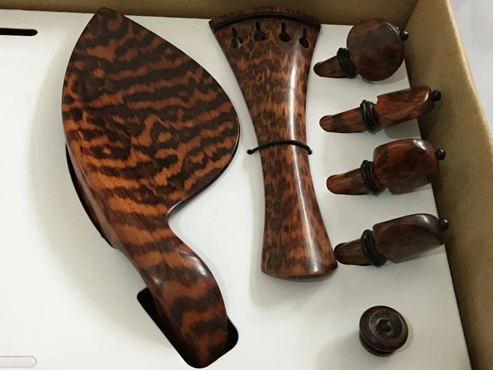 

1 set high quality Snakewood violin fittings 4/4, violin parts accessorie #0610 violin peg tailpiece Chinrest