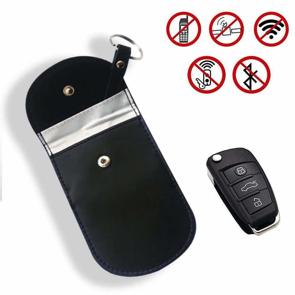 YB-005 RFID Electromagnetic Blocking Shielding Double-Layer Key Case Bag With Key Ring Anti-Lost Leather Car Key Pouch Black
YB-005 RFID Electromagnetic Blocking Shielding Double-Layer Key Case Bag With Key Ring Anti-Lost Leather Car Key Pouch Black