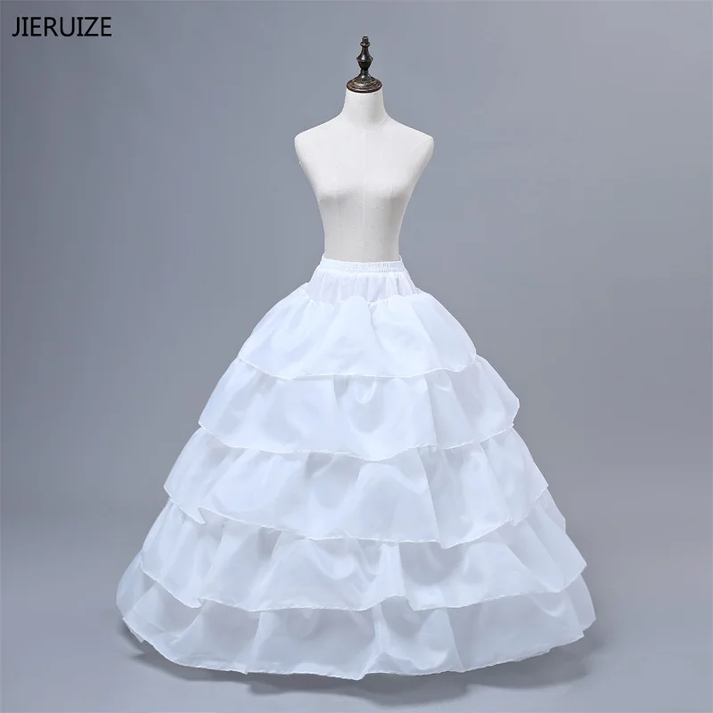 

JIERUIZE Free Shipping 4 Hoops 5 Layers Wedding Petticoat Ball Gown Crinoline Slip Underskirt Quinceanera For Wedding Dress