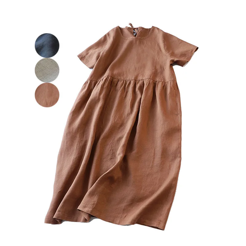 Spring Summer Women Loose Plus Size Mori Girls Brief Comfortable 17*21 Water Washed Linen Dresses
Spring Summer Women Loose Plus Size Mori Girls Brief Comfortable 17*21 Water Washed Linen Dresses