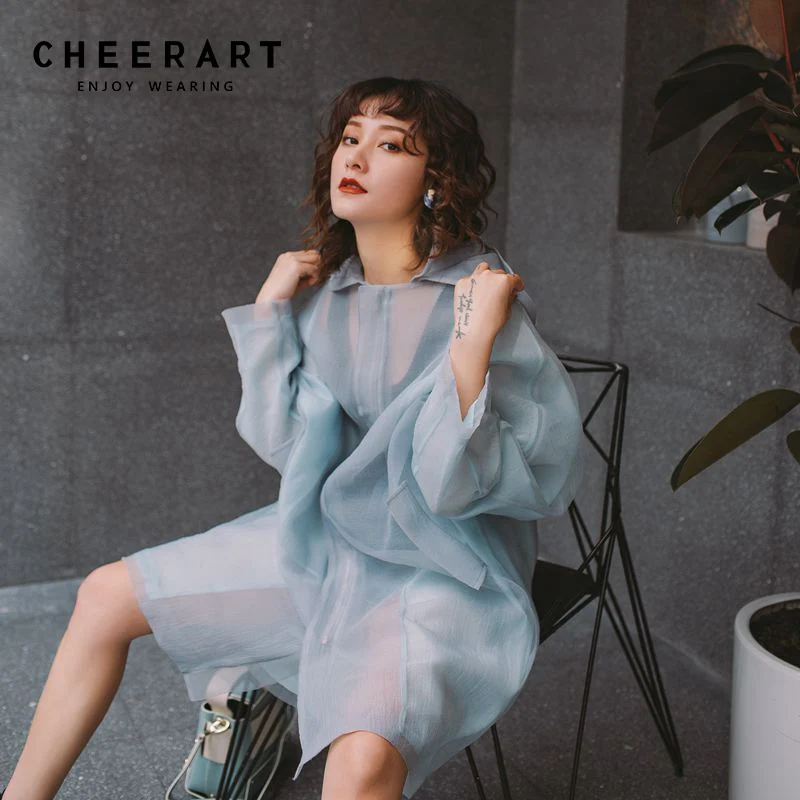 CHEERART Organza Blouse Transparent Long Blouse Cardigan See Through Long Tops Women Pink Blue Blouse With Hood
CHEERART Organza Blouse Transparent Long Blouse Cardigan See Through Long Tops Women Pink Blue Blouse With Hood