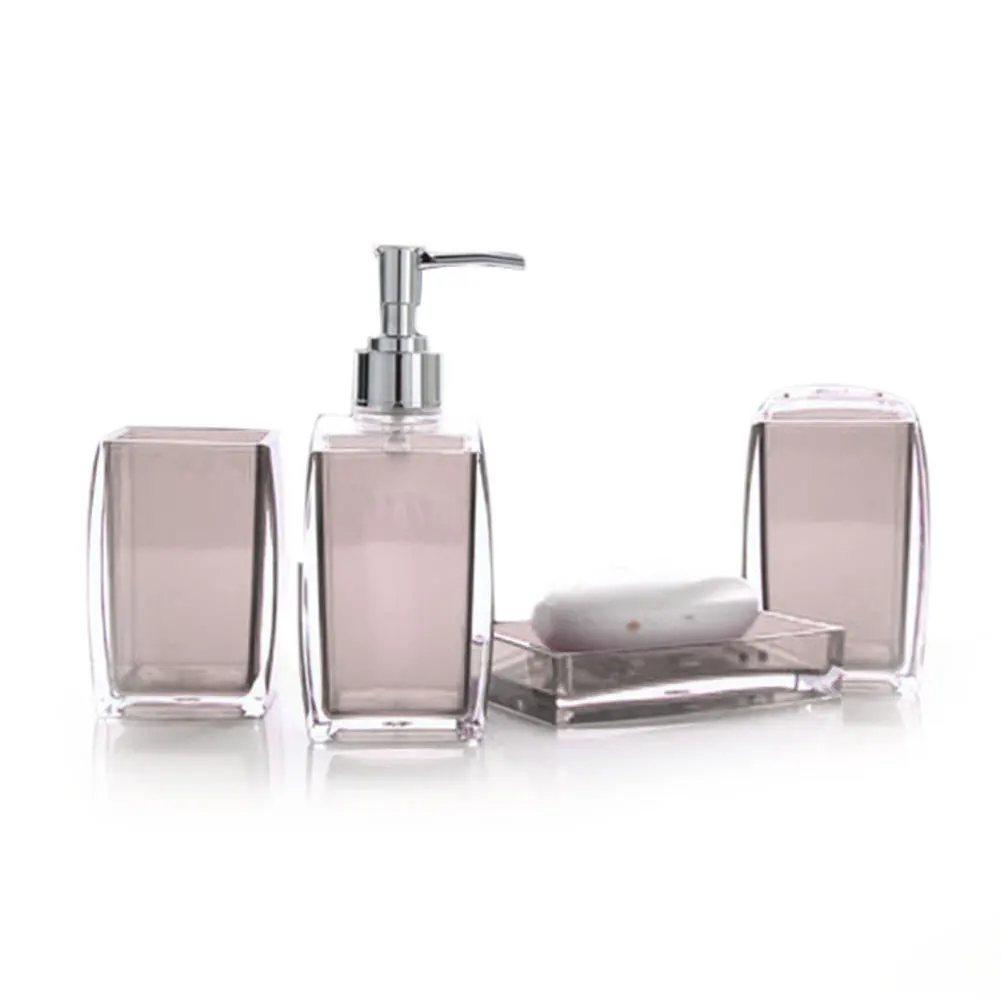 Acrylic 4 Piece Bathroom Accessory Set Soap Dispenser Bottle Soap Dish Cup Toothbrush Holder Case Caddy SDF-SHIP
Acrylic 4 Piece Bathroom Accessory Set Soap Dispenser Bottle Soap Dish Cup Toothbrush Holder Case Caddy SDF-SHIP