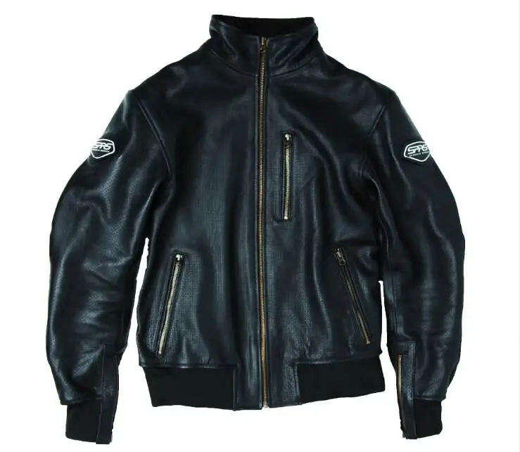 Фото SPRS винтажная кожаная мотоциклетная куртка черная Ретро - купить