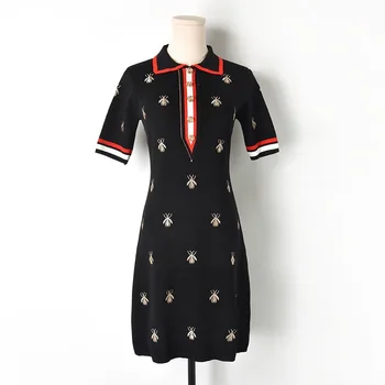 Spring And Autumn 2019 New Small Breeze Socialite Temperament Bee Embroidery Polo Collar Simple Knit Slim Dress Woman Knit Dress
Spring And Autumn 2019 New Small Breeze Socialite Temperament Bee Embroidery Polo Collar Simple Knit Slim Dress Woman Knit Dress
