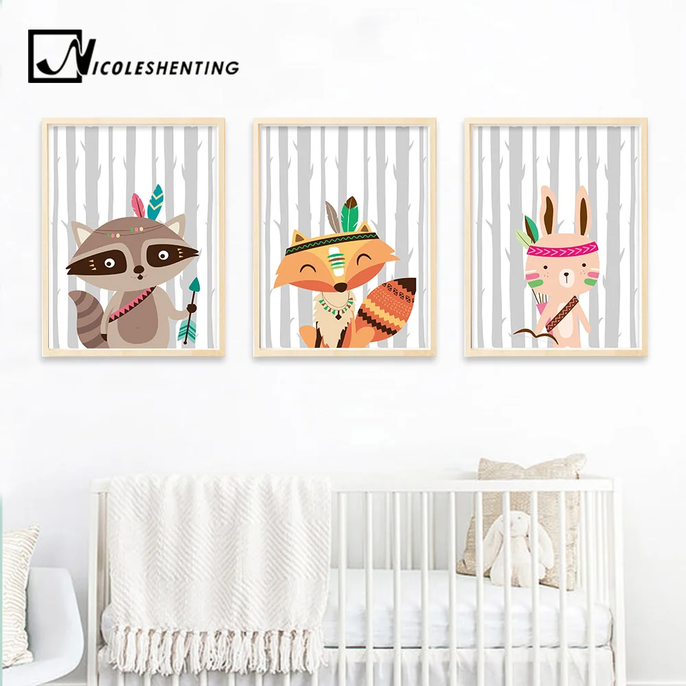 Tribe Woodland Animal Bear Fox Wall Art Canvas Nordic Poster Nursery Prints Cartoon Painting Picture Baby Bedroom Decoration
Tribe Woodland Animal Bear Fox Wall Art Canvas Nordic Poster Nursery Prints Cartoon Painting Picture Baby Bedroom Decoration
