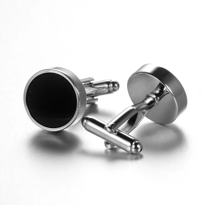 CHUKUI Luxury Round Men Cuff Links Black Crystal Cufflink For Male French Shirt Wedding Party Gift Cufflinks  (6)