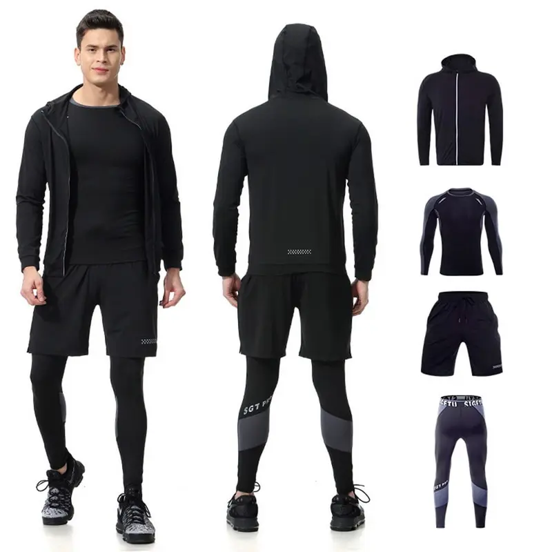 4pcs/Set Autumn Men's Compression Running Suit Fitness Clothes Long t shirt Coat Pants Training workout Tights Sports Set
4pcs/Set Autumn Men's Compression Running Suit Fitness Clothes Long t shirt Coat Pants Training workout Tights Sports Set