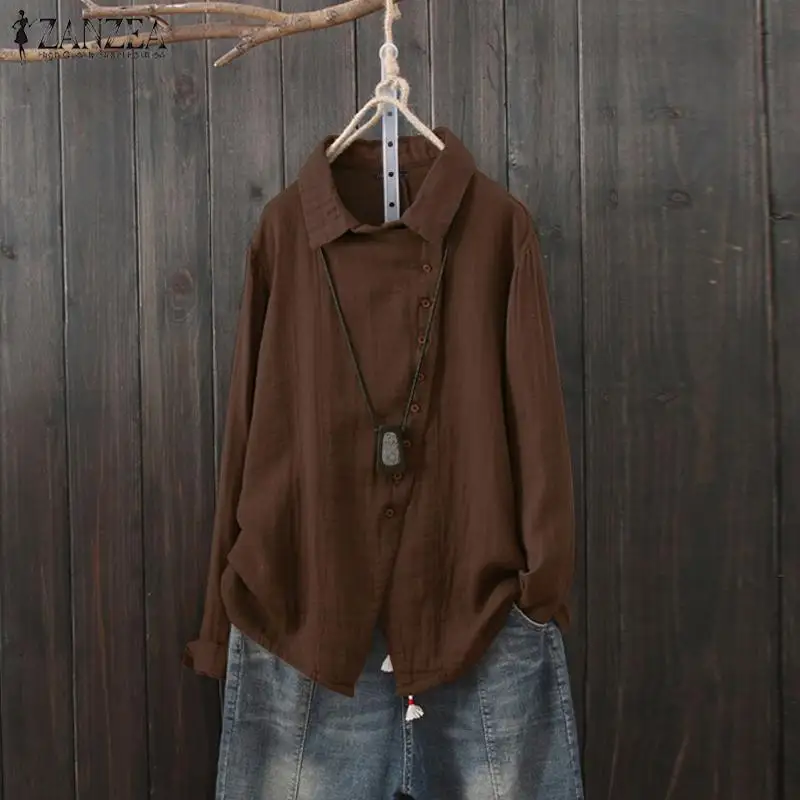 Autumn Women Cotton Linen Blouse ZANZEA Vintage Lapel Neck Long Sleeve Casual Tops Casual Solid Buttons Blusas Femininas Shirt
Autumn Women Cotton Linen Blouse ZANZEA Vintage Lapel Neck Long Sleeve Casual Tops Casual Solid Buttons Blusas Femininas Shirt