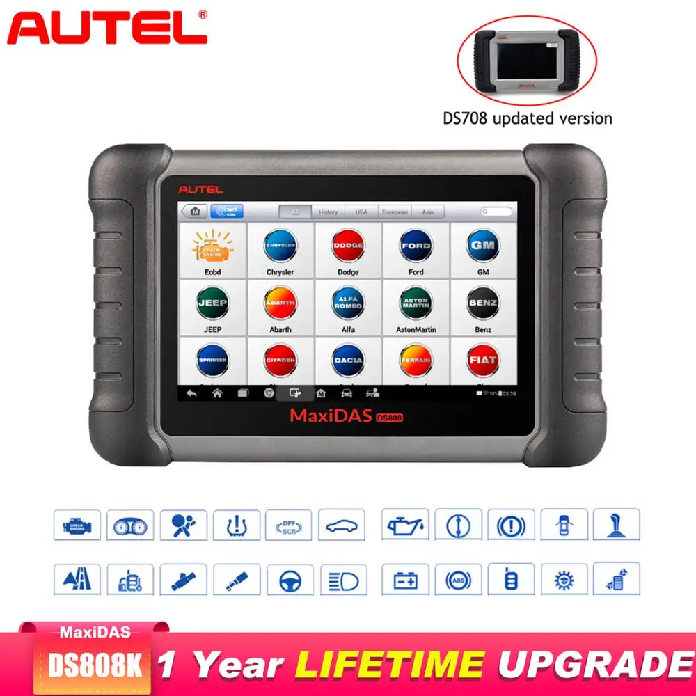 Autel Maxidas DS808K OBD2 Scanner Diagnostic Tool Scanner Automotivo Functions Of EPB/DPF/SAS/TMPS Better Than Launch X431 pro
Autel Maxidas DS808K OBD2 Scanner Diagnostic Tool Scanner Automotivo Functions Of EPB/DPF/SAS/TMPS Better Than Launch X431 pro