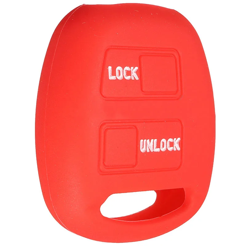 2 Button Silicone Remote Key Case Cover Shell For To-yota Rav4 Echo Yaris Red New