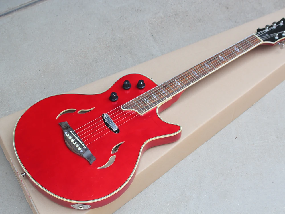 Factory Custom Red Semi-Hollow Electric Guitar with Rosewood Fingerboard,Chrome Hardwares,White Binding,Offer Customized
Factory Custom Red Semi-Hollow Electric Guitar with Rosewood Fingerboard,Chrome Hardwares,White Binding,Offer Customized