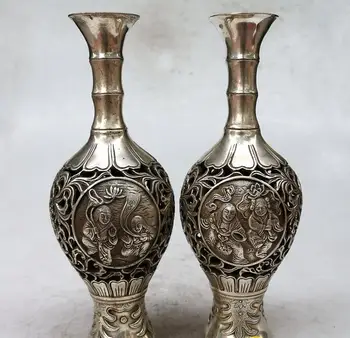Antique Old 18C Silver vase,a pair of carve bottle,hand crafts,best collection&adornment,free shipping
Antique Old 18C Silver vase,a pair of carve bottle,hand crafts,best collection&adornment,free shipping