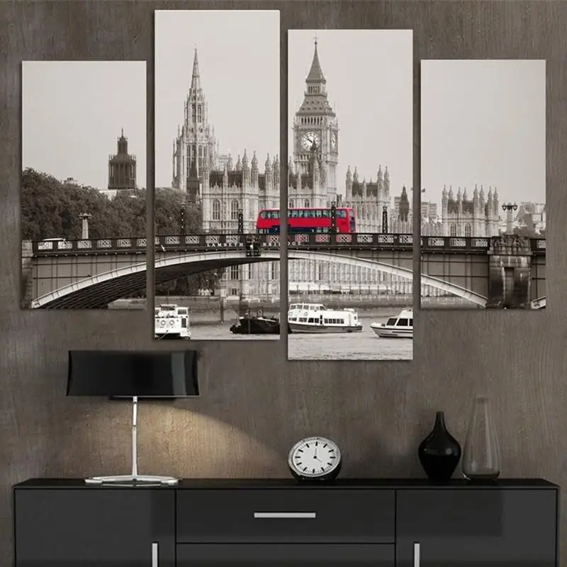 Modern HD Printed Wall Art Framework Canvas Pictures 4 Pieces London Big Ben Red Bus Buildings City Landscape Posters Home Decor
Modern HD Printed Wall Art Framework Canvas Pictures 4 Pieces London Big Ben Red Bus Buildings City Landscape Posters Home Decor