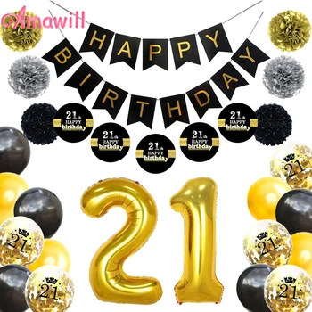 Amawill Gold Black 21st Birthday Party Decorations Kit Happy Birthday Banner Confetti Balloons 21 Years Old Adults Birthday 8D
Amawill Gold Black 21st Birthday Party Decorations Kit Happy Birthday Banner Confetti Balloons 21 Years Old Adults Birthday 8D