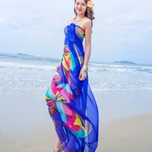 Mulheres verão Praia Sarongs Lenços Chiffon Geométrica Projeto Swimsuit Cover Up Vestido Plus Size(China)