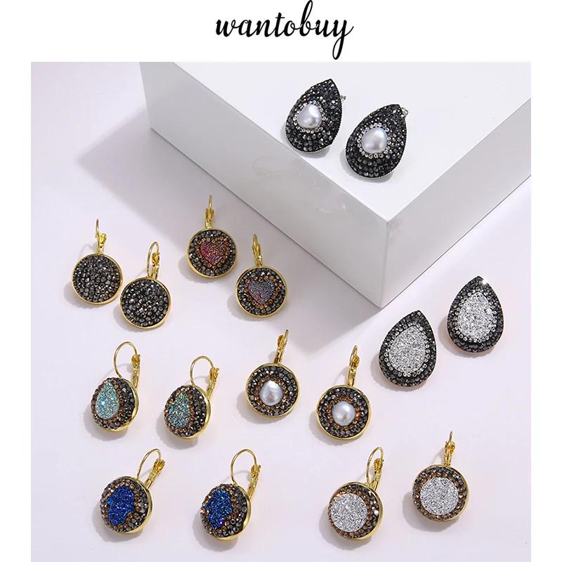Wantobuy Exquisite Vintage Rhinestone Luxury 14 K Plated Earrings Teardrop Natural Pearls Crystal copper Stud Earrings Party
Wantobuy Exquisite Vintage Rhinestone Luxury 14 K Plated Earrings Teardrop Natural Pearls Crystal copper Stud Earrings Party