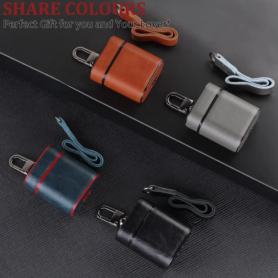 For AirPods Case Genuine Leather Bluetooth Wireless Earphone Protect Cover For Apple Airpods Charging Box With Carabiner Lanyard
For AirPods Case Genuine Leather Bluetooth Wireless Earphone Protect Cover For Apple Airpods Charging Box With Carabiner Lanyard