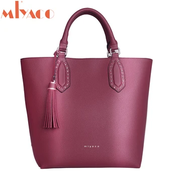 MIYACO Vintage Leather Handbag Rivet Larger Women Bucket Bags Shoulder Bag Messenger Bag Top-Handle Bag with Tassel
MIYACO Vintage Leather Handbag Rivet Larger Women Bucket Bags Shoulder Bag Messenger Bag Top-Handle Bag with Tassel