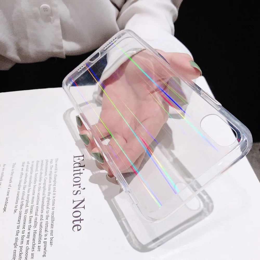 Transparent Glass Aurora Cover Case On The For Iphone 7 8 7Plus 8 Plus Protective Glass For IPhone X XS Max XR Screen Protector (4)