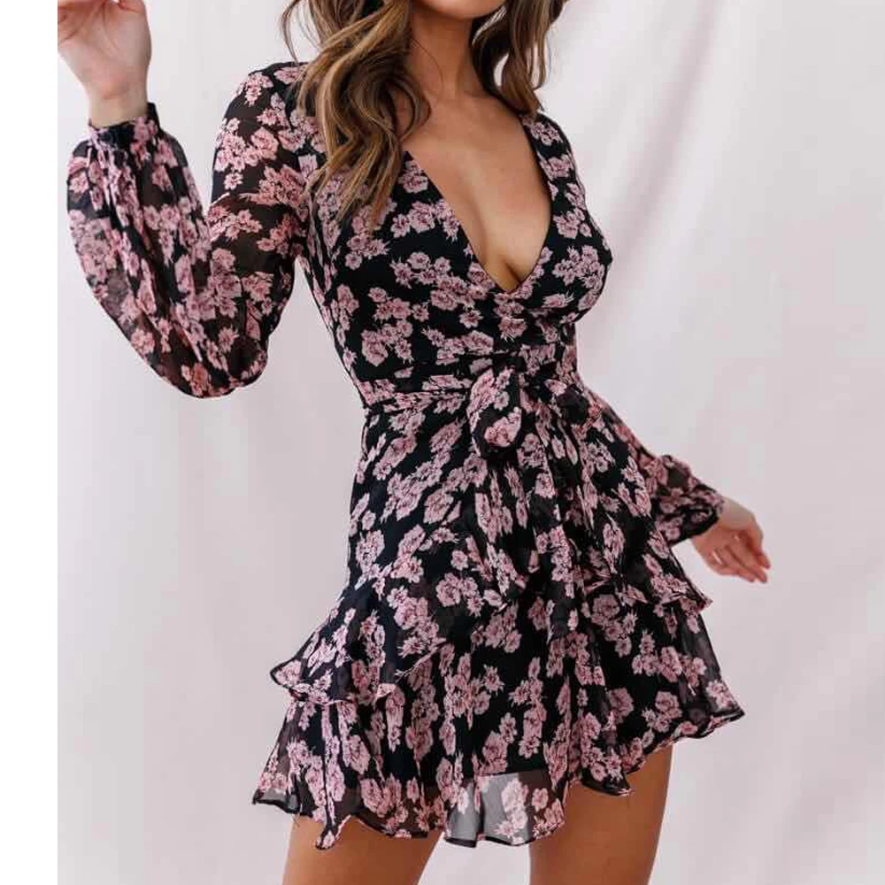 Tosheiny 2019 Women Summer Deep V Long Sleeve Floar Print Dresses Bohemian Elegant Ruffles Mini Dress DM2000
Tosheiny 2019 Women Summer Deep V Long Sleeve Floar Print Dresses Bohemian Elegant Ruffles Mini Dress DM2000