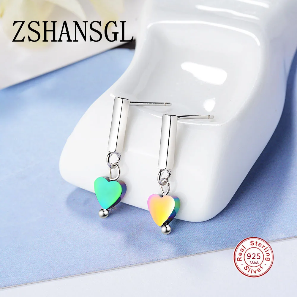 Exquisite 925 Sterling Silver Earrings Multicolor Stone Heart Small Love Stud Earrings with Clear CZ Female Brincos Fine Jewelry
Exquisite 925 Sterling Silver Earrings Multicolor Stone Heart Small Love Stud Earrings with Clear CZ Female Brincos Fine Jewelry