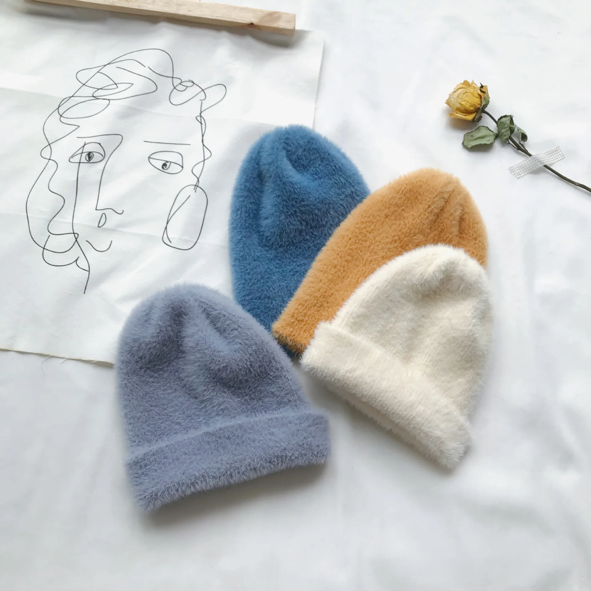 Фото 2018 New Baby Hats Winter Korean Style All-match Children Warm Knitted Caps Girl And Boy Elastic Solid Head Cap | Мать и ребенок