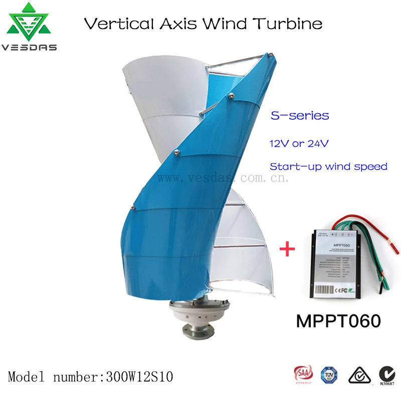 300W 12V/24V Vertical Axis Wind Turbine Generator with 10 Blades Maglev Generator for Wind&Solar hybrid system with Controller
300W 12V/24V Vertical Axis Wind Turbine Generator with 10 Blades Maglev Generator for Wind&Solar hybrid system with Controller