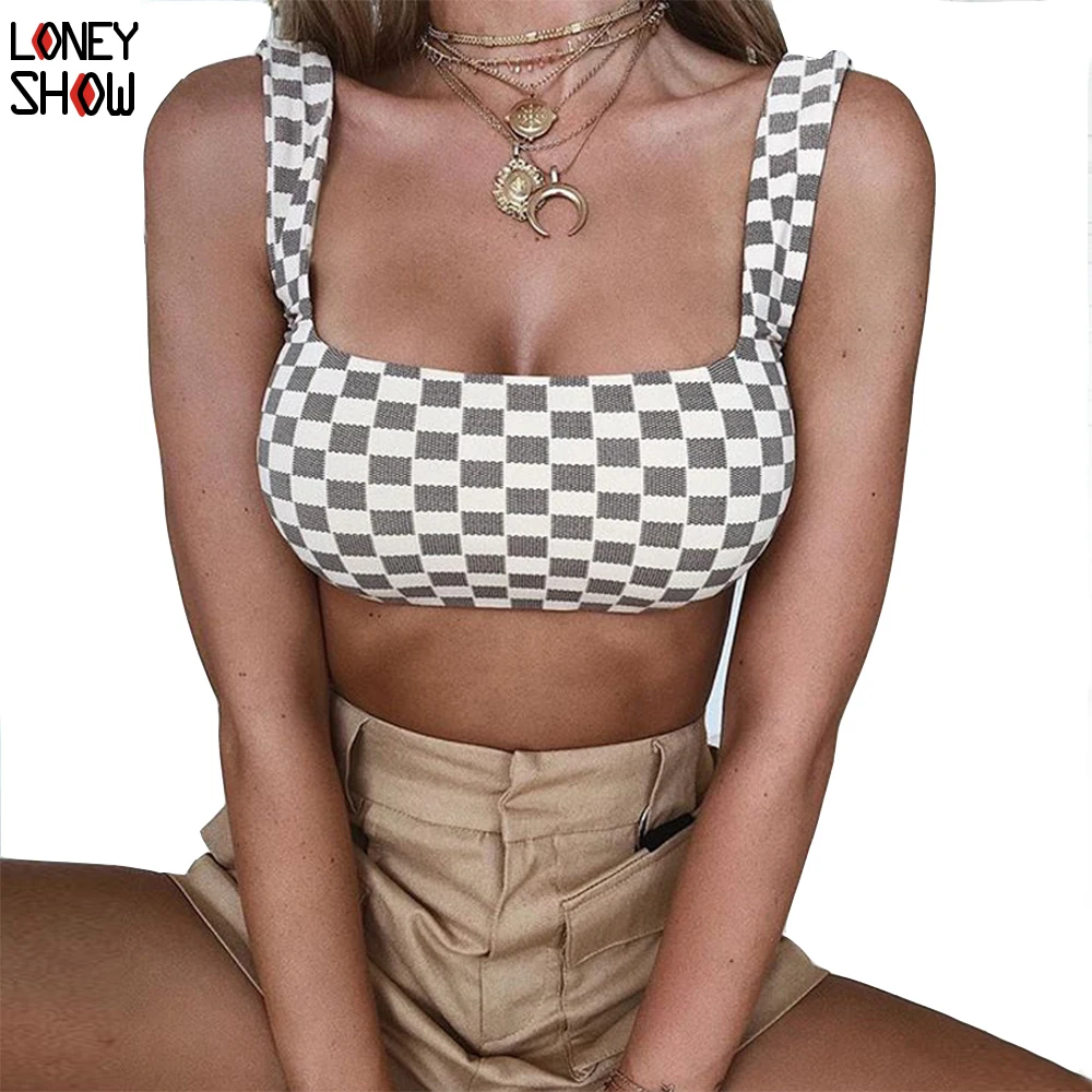 Loneyshow 2018 Plaid Print Summer Sexy Women Push Up Tank Tops Chic Hot Club Wear Crop Tops Rock Streetwear Off White T-shirts
Loneyshow 2018 Plaid Print Summer Sexy Women Push Up Tank Tops Chic Hot Club Wear Crop Tops Rock Streetwear Off White T-shirts