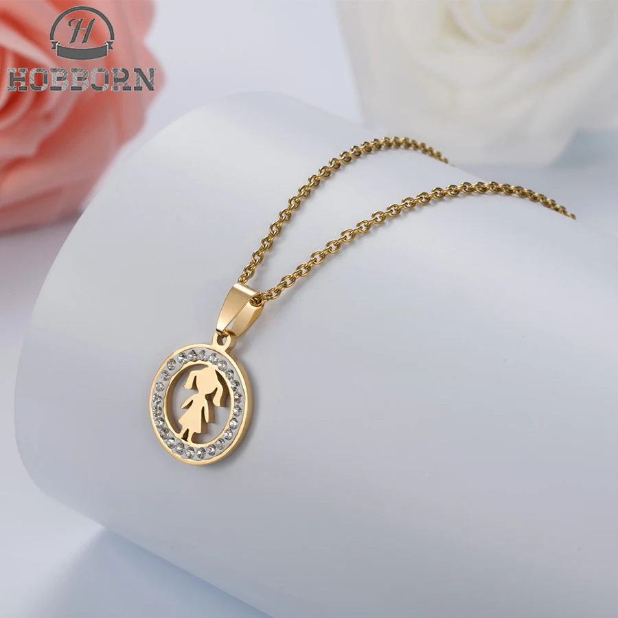 HOBBORN Trendy Women Children Necklace Stainless Steel Gold Silver Color Girl Boy Family Serise Necklaces & Pendants Love Bijoux
HOBBORN Trendy Women Children Necklace Stainless Steel Gold Silver Color Girl Boy Family Serise Necklaces & Pendants Love Bijoux