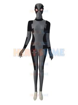 

Black & Grey Deadpool Costume lycra spandex halloween cosplay fullbody costumes show zentai suits hot sale free shipping