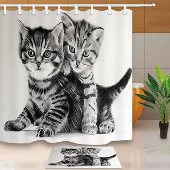 Two Lovely Cats Printed Shower Curtains for Bathroom Art Design Home Decor Waterproof Mildew Proof Bath Curtains With Hooks
Two Lovely Cats Printed Shower Curtains for Bathroom Art Design Home Decor Waterproof Mildew Proof Bath Curtains With Hooks
