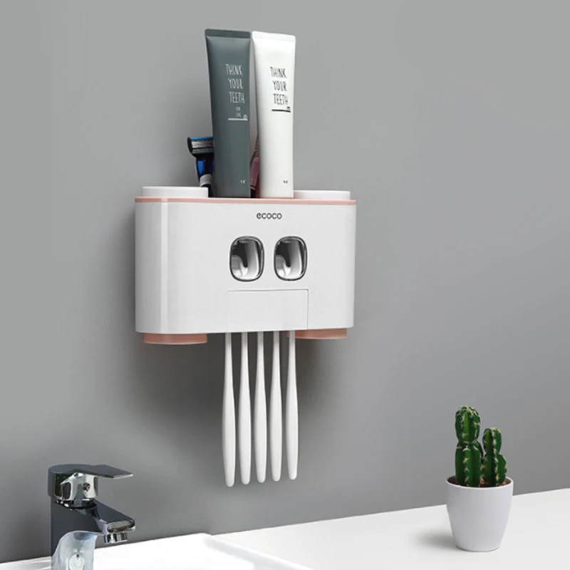 Tooth Brush Holder Automatic Toothpaste Dispenser Holder With Cups No Nail Wall Mount Rack Bathroom Accessories Set
Tooth Brush Holder Automatic Toothpaste Dispenser Holder With Cups No Nail Wall Mount Rack Bathroom Accessories Set