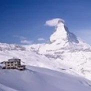 Hotel on a polar landscape  Matterhorn  Zermatt  Switzerland Poster Print (18 x 6)