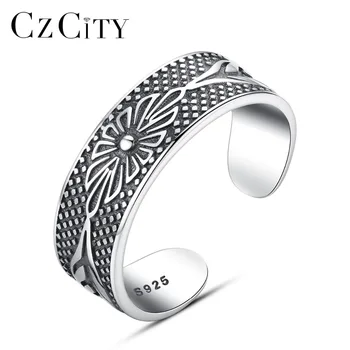 CZCITY Vintage Sterling Silver 925 Solid Open Rings for Women Embossment Flower Design Retro Finger Adjustable Ring Carving S925
CZCITY Vintage Sterling Silver 925 Solid Open Rings for Women Embossment Flower Design Retro Finger Adjustable Ring Carving S925