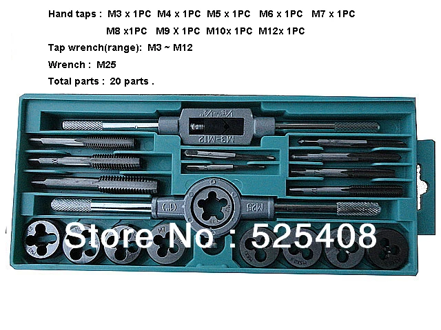 Hand Threading Tap and Die Set Tap and Screw Plugs Taps Wrench & Die Wrench Thread Tool Set
Hand Threading Tap and Die Set Tap and Screw Plugs Taps Wrench & Die Wrench Thread Tool Set