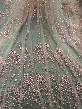 Embroidery design African net lace fabric beads/pearls High quality Pink French tulle lace material for nigerian wedding dress
Embroidery design African net lace fabric beads/pearls High quality Pink French tulle lace material for nigerian wedding dress