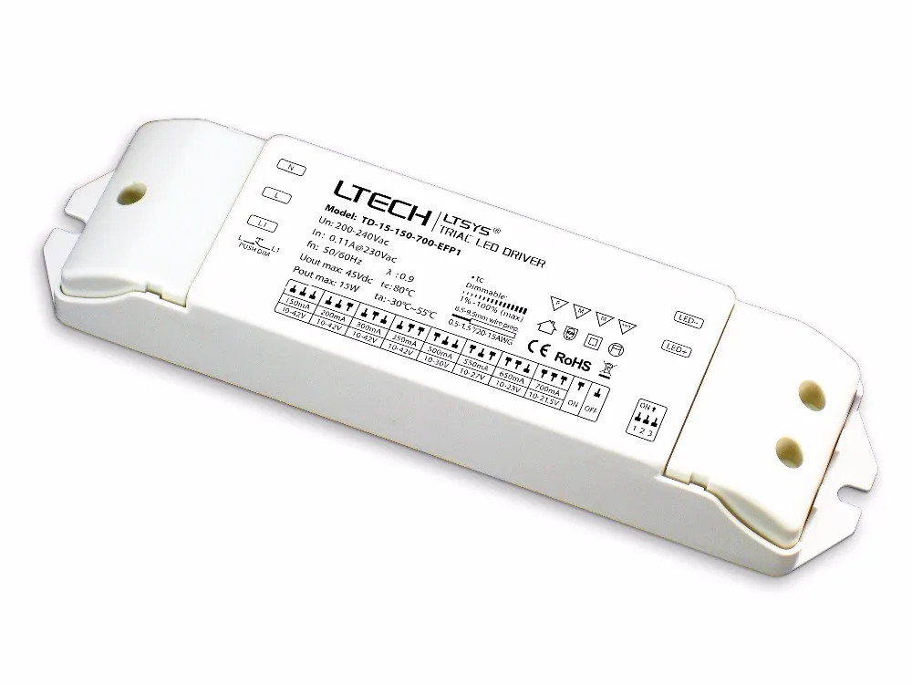 TD-15-150-700-EFP1;CC triac Dimming Driver;200-240Vac input;150-700mA/1.5-15W output;traci DIM Dimming interface
TD-15-150-700-EFP1;CC triac Dimming Driver;200-240Vac input;150-700mA/1.5-15W output;traci DIM Dimming interface