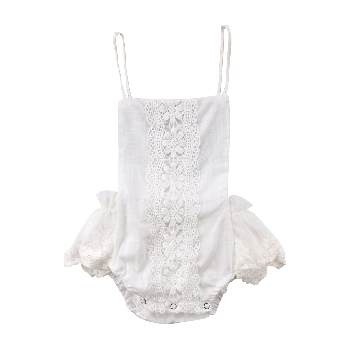 

Kids Baby Girl Clothes White Lace Floral Romper Halter Jumpsuit Sunsuit Outfit 0-24M